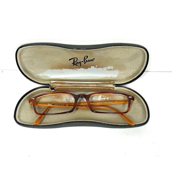 RAY BAN Unisex Reading Glasses Case Orange with Brown Frame ONLY RB 5010 HTF - Picture 1 of 9
